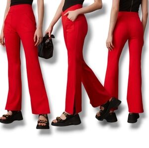 Like New ❤️ Maeve by Anthropologie Red Knit Flared Leg High Waist Pants